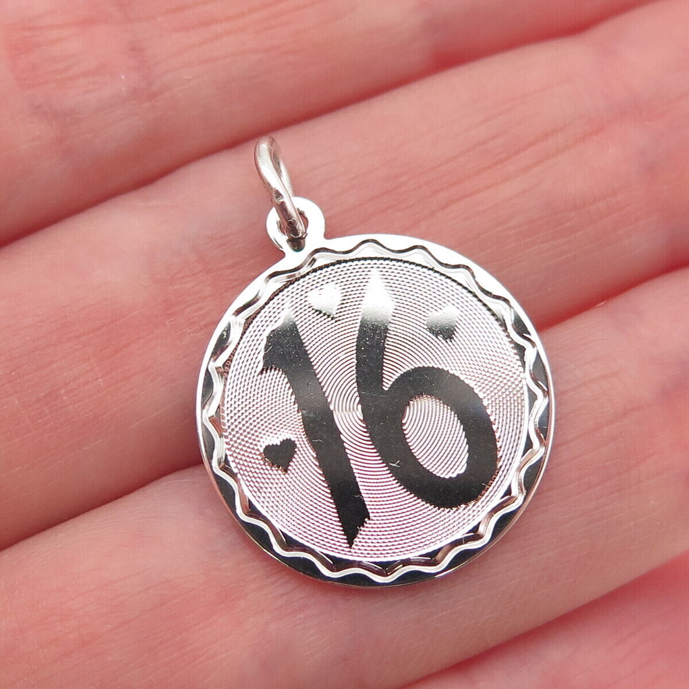 SPENCER 925 Sterling Silver Vintage Sweet 16 Charm Pendant